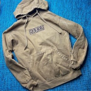Baker Skateboards Embroidered Hoodie in Tan Brown Men's Size Small Pullover